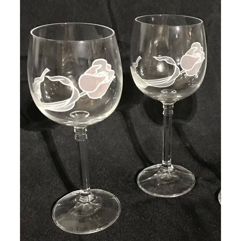Tulip Pattern Wine Glasses Bohemia Crystal Crystalex Set of 2